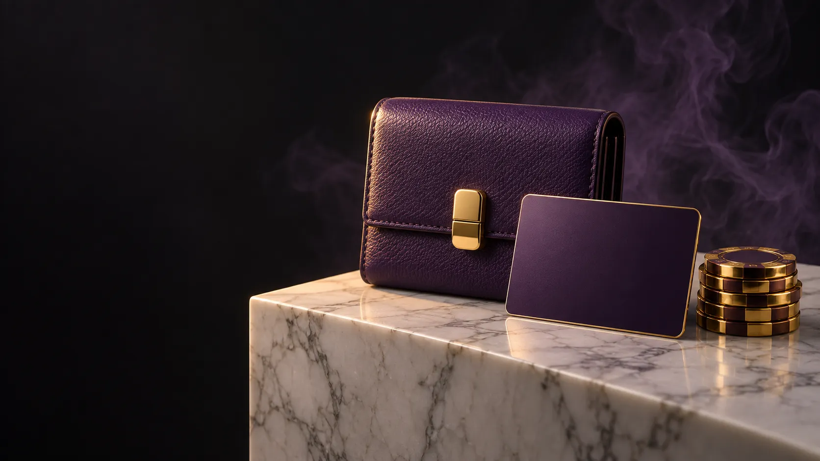 Still life of a wallet and coins representing payment choices