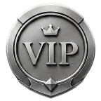 Silver casino status badge with a crown motif