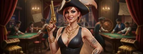 Pirate gunslinger illustration for the treasure hunt slots guide